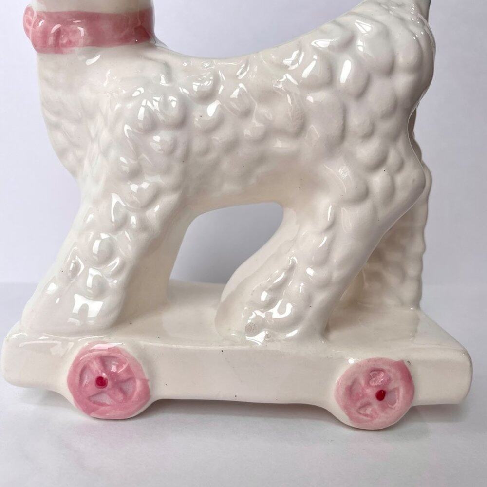 Vintage Japan Ceramic Lamb Planter Vase White Pink Nursery - Picture 6 of 15
